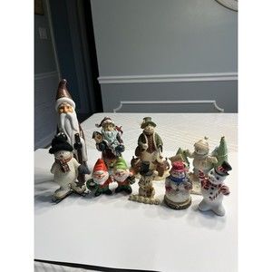 Lot of 10 Santa Elves and Snowman Figurines Puppy Dog Christmas Tree